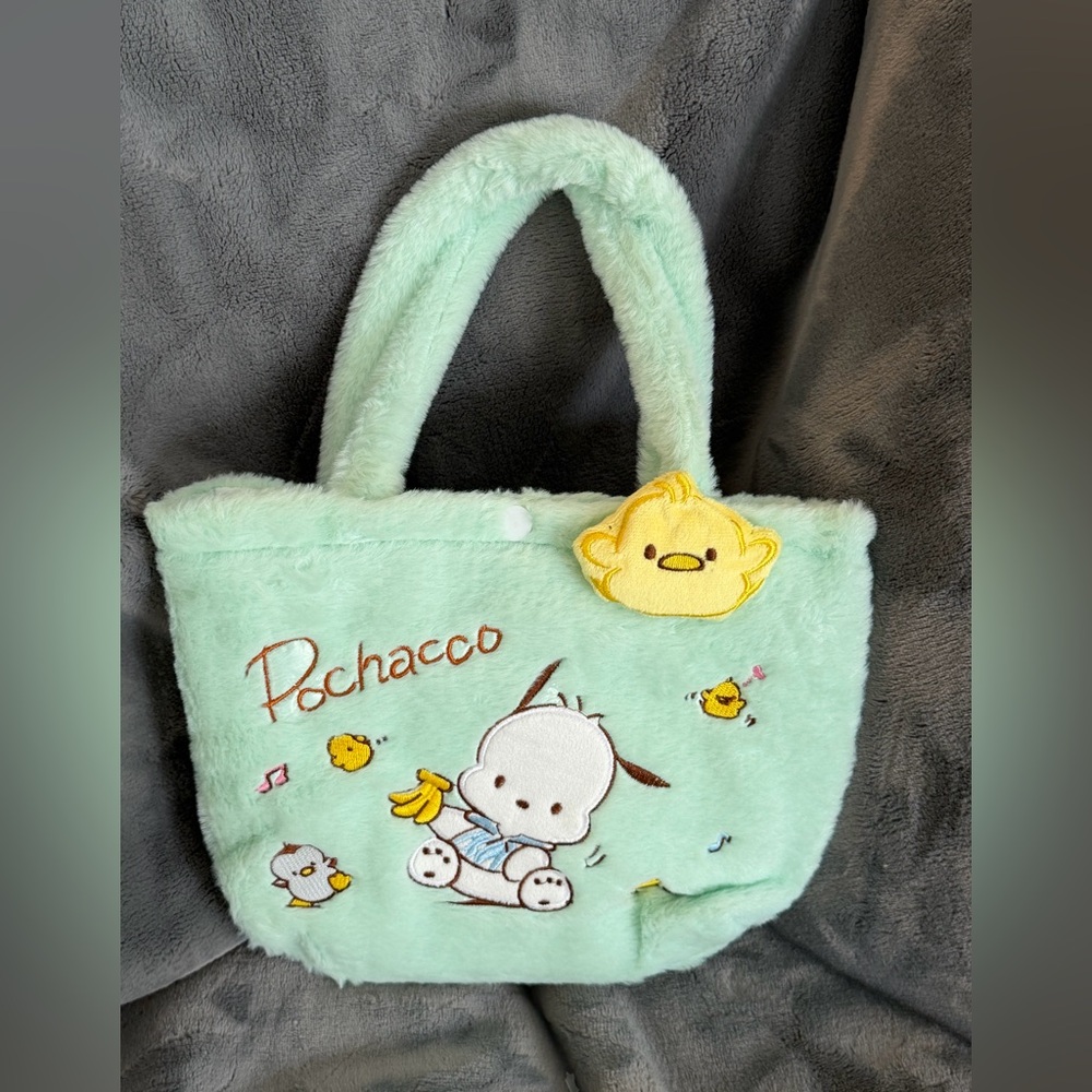 ❤️❤️SANRIO MYSTERY BUNDLE w/ Green Pochacco Plush Tote Bag Snap Closure